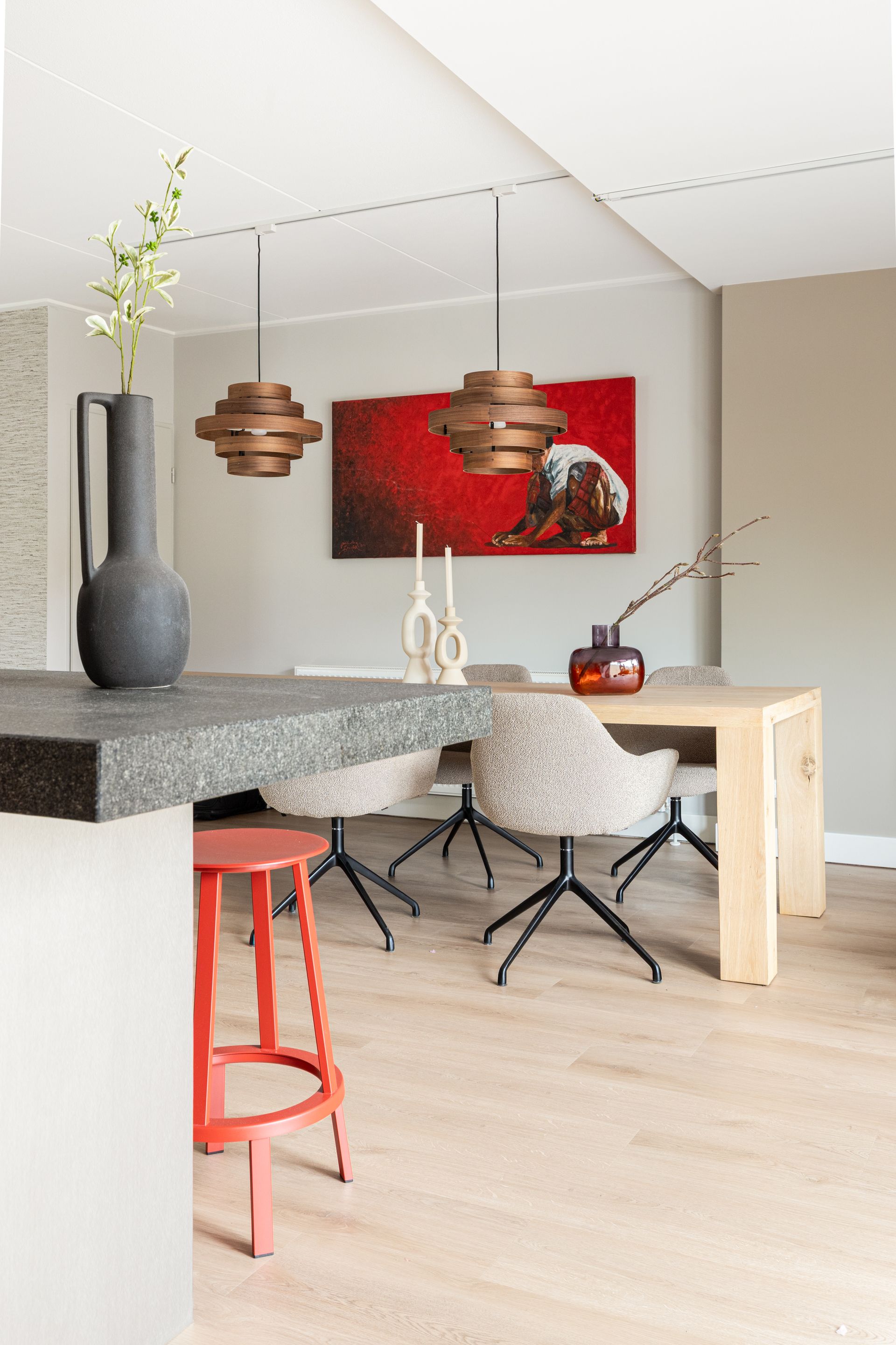 Keuken en woonkamer in interieurontwerp hoekwoning Zwolle